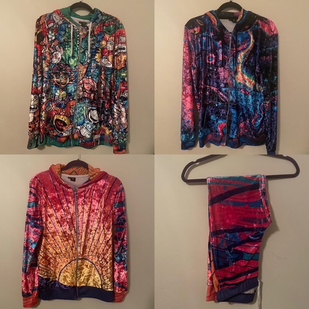 ELECTRO THREADS CRUSHED VELVET HOODIES + SWEATPANTS LOT BUNDLE
